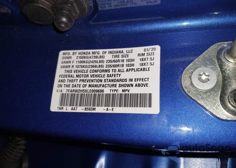 2020 Honda Cr-V Awd Ex from USA, damaged, VIN 7FARW2H5XLE009686